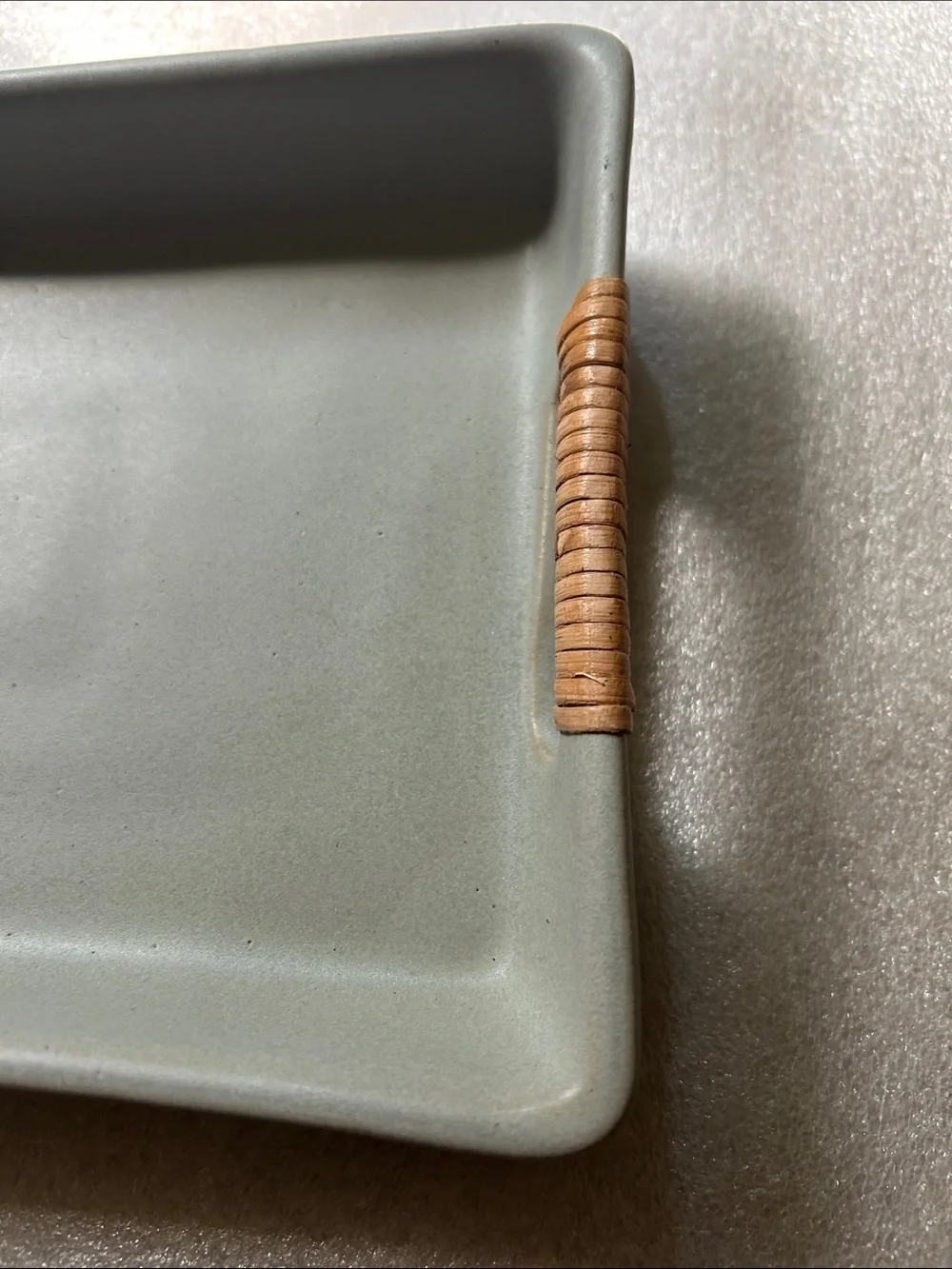 Studio McGee Handcrafted Ceramic Vanity Tray with Rattan Handles